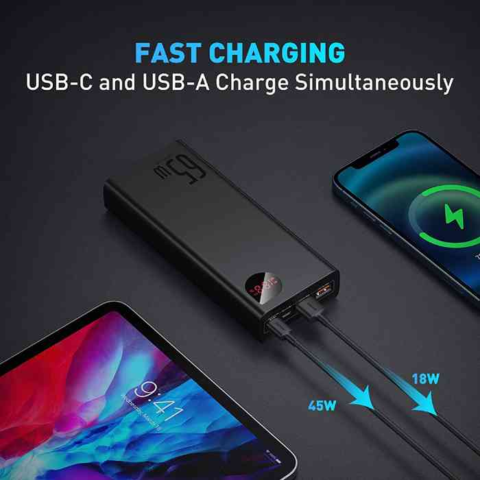 Baseus Adaman 20,000mAh 65W Power Bank  Digital Display Quick Charger